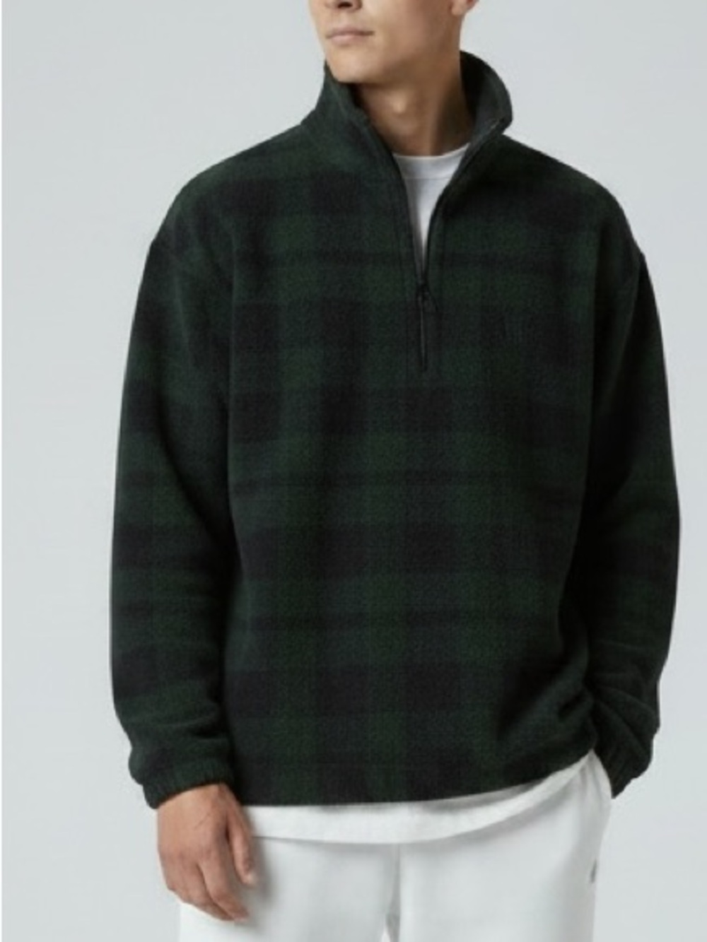 Vintage 90s Nautica Plaid Fleece Quarter Zip Pullover XXL Made In HK